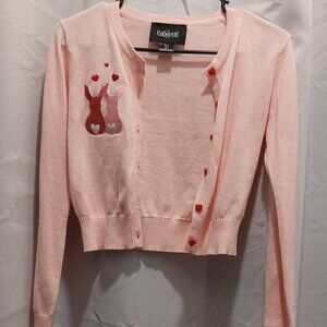 Cropped pink bunny cardigan